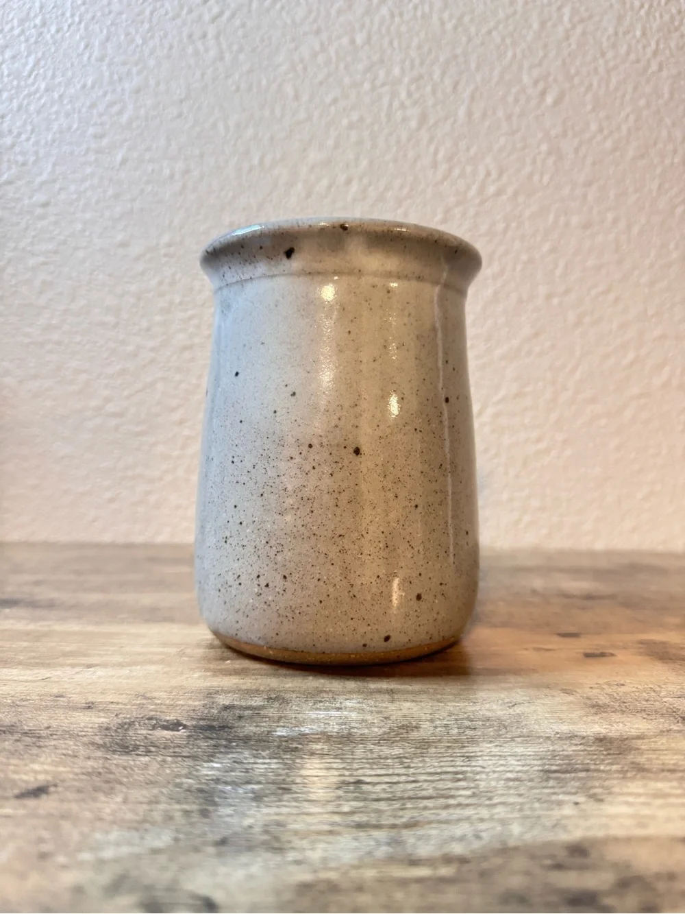 Handmade Blue Heart Stoneware Crock | Signed Pottery Vase